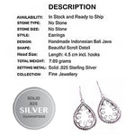 7.69 grams Indonesian Bali Java Solid .925 Sterling Silver Earrings