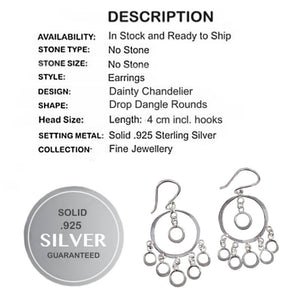 Dainty Chandelier Solid .925 Sterling Silver Earrings