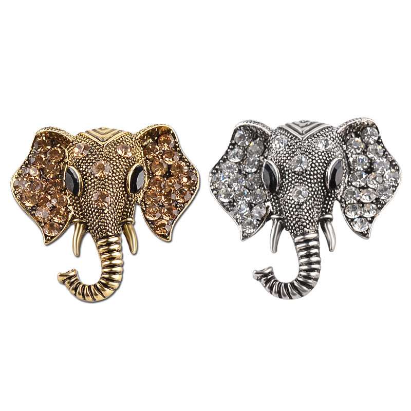 Exotic Beauty with Sparkly Cubic Zirconia Elephant Brooch in Gold or Silver - BELLADONNA