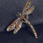 Beautiful Shades of Autumn Crystal Dragonfly Brooch for Scarf or Shawl - BELLADONNA