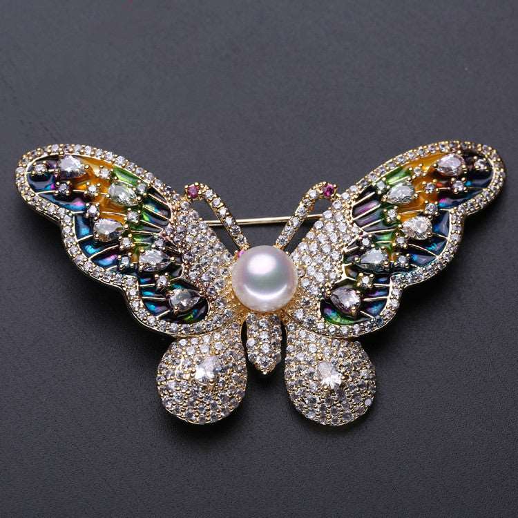 Exquisite High Quality Butterfly With Cubic Zirconia Brooch for Scarf and Shawls - BELLADONNA