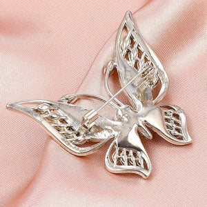 High Quality Diamond-studded and Pearl  Butterfly Brooch for Scarves and Shawls - BELLADONNA