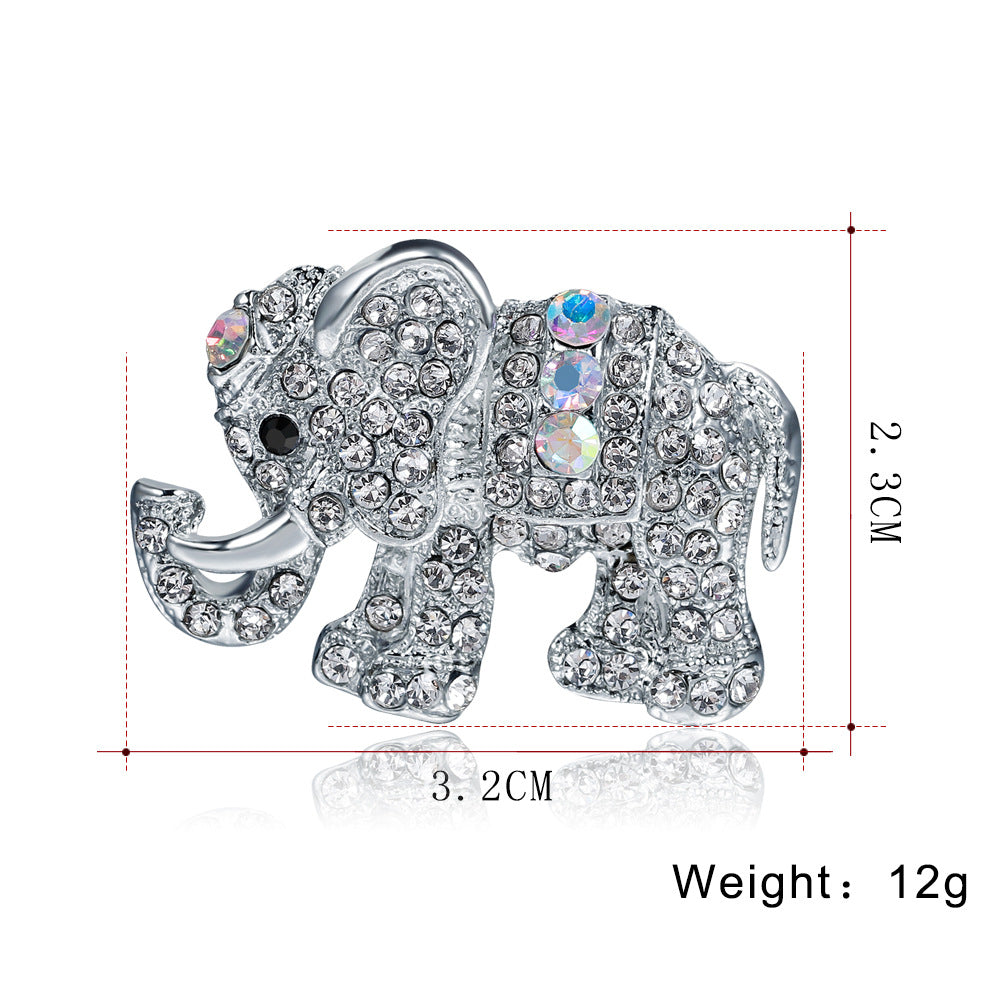 White and AB Crystal Embellished Silver Elephant Brooch For a Scarf or Shoulder Wrap - BELLADONNA