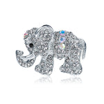 White and AB Crystal Embellished Silver Elephant Brooch For a Scarf or Shoulder Wrap - BELLADONNA