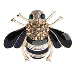 Cute White Cubic Zirconia Bee Brooch in Gold, Silver or Black and Gold - BELLADONNA