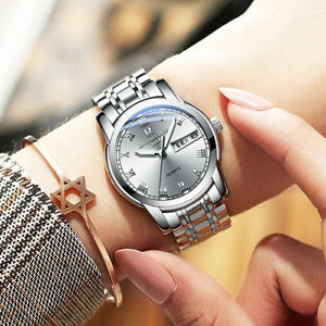 Couples Matching Stainless Steel Genuine Quartz Watch with Butterfly Clasp in Assorted Colour Variants - BELLADONNA