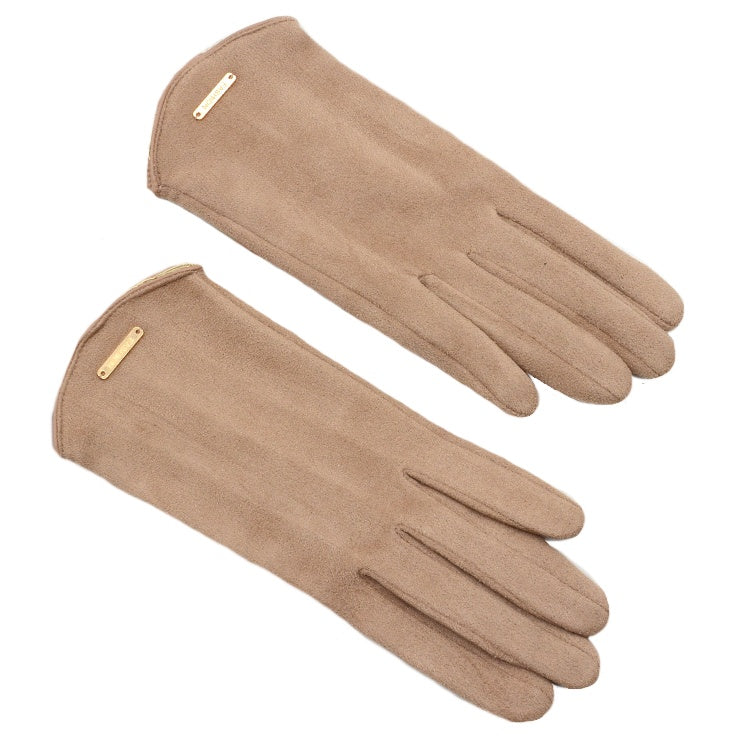 Stylish Women's Warm Inner Fleece Suede Gloves in Six Colours - BELLADONNA