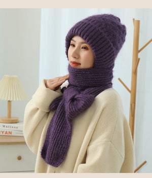 Women's Winter Warm Knitted Fleece-lined Beanie And Scarf in Gorgeous Colours