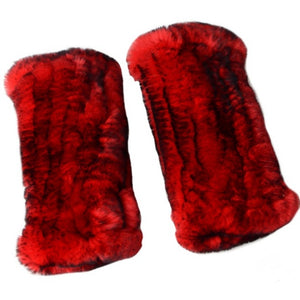 Luxurious Fluffy and Winter Warm Fingerless Knitted  Faux Fur Gloves - BELLADONNA