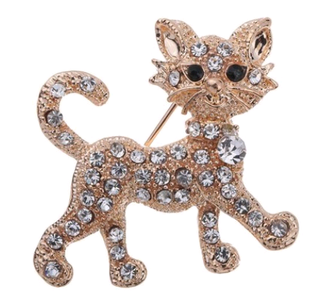 Luxury Gold-Plated crystal Cat Brooch for Scarf or Pashmina - BELLADONNA