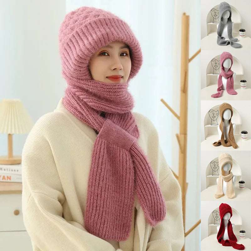 Women's Winter Warm Knitted Fleece-lined Beanie And Scarf in Gorgeous Colours