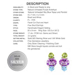 Authentic Earth Mined Purple Amethyst, Peridot, Sky Blue Topaz .925 Sterling Silver Stud Earrings - BELLADONNA