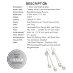 Elegant Creamy White Freshwater Pearl, White Cubic Zirc Solid .925 Sterling Silver Earrings