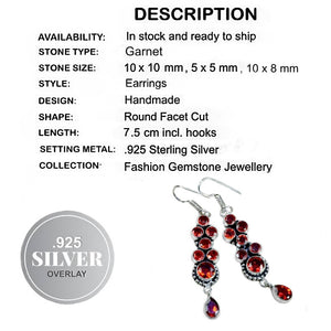 Trendy Mixed Shapes Garnet Gemstone .925 Sterling Silver Earrings