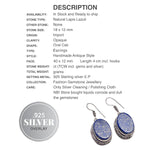 Handmade Natural Lapis Lazuli Oval Shape Gemstone .925 Silver Earrings