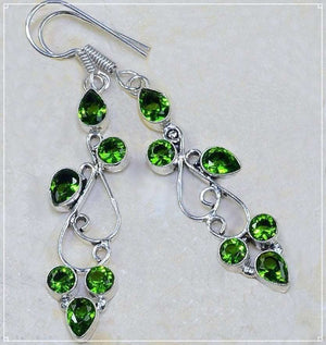 Stunning Faceted Peridot Gemstone Pears .925 Sterling Silver Earrings - BELLADONNA