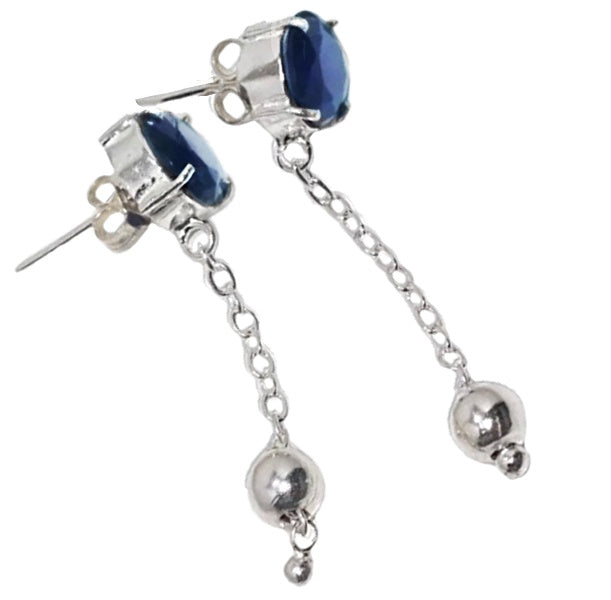 Handmade Sapphire Quartz .925 Silver Stud Earrings