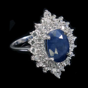 Earth Mined Blue Sapphire Gemstone 925 Sterling Silver Ring Size 7 or O