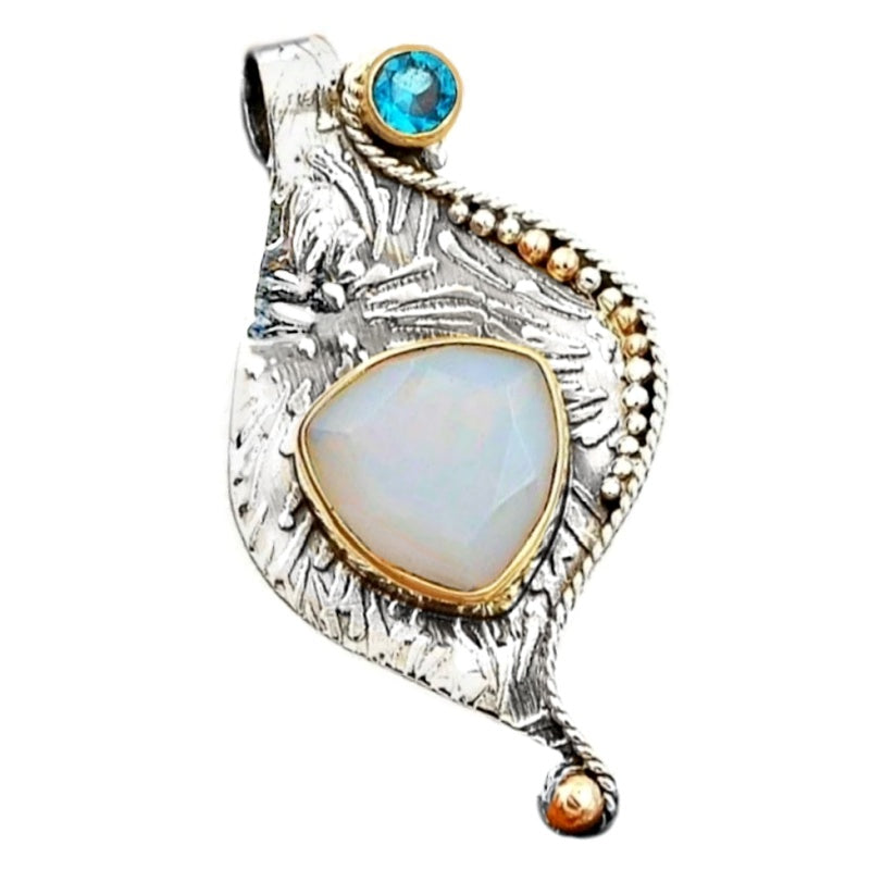 4ct Three Tone Fire Opalite Gemstone Solid.925 Sterling Silver Pendant