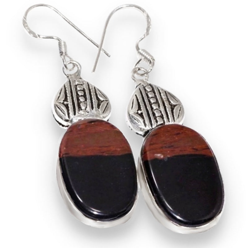 Beautiful Mahogany Obsidian Gemstone .925 Silver Earrings