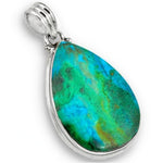 23.13 Cts Natural Chrysocolla Gemstone Solid. 925 Silver Pendant