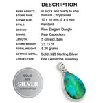 23.13 Cts Natural Chrysocolla Gemstone Solid. 925 Silver Pendant