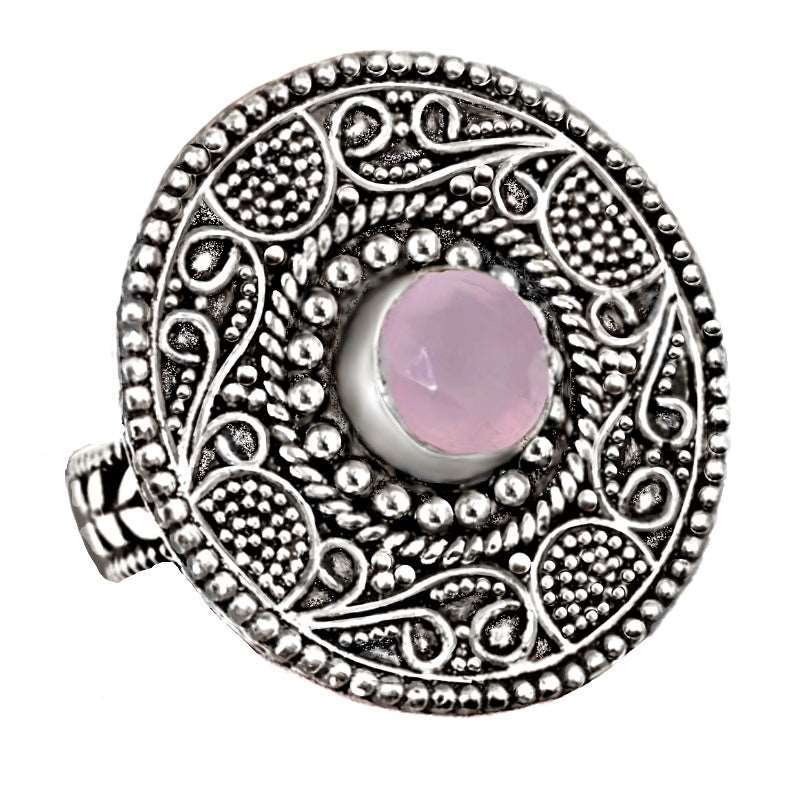 Handmade Pink Chalcedony Gemstone .925 Silver Ring US 8 / UK Q