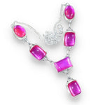 Hot Pink Madagascar Fire Topaz Gemstone 925 Silver Necklace