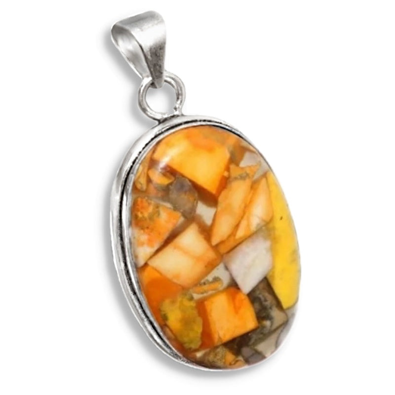 Natural Brecciated Bumble Bee Jasper .925 Sterling Silver Pendant