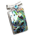 Natural New Zealand Abalone and Blue topaz Gemstone 925 Sterling Silver Pendant