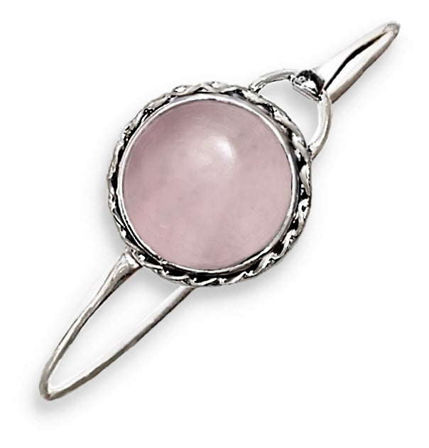 Natural Rose Quartz Gemstone .925 Silver Bangle