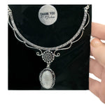 Victorian Style Natural Rainbow Moonstone Gemstone .925 Silver Necklace - BELLADONNA