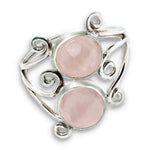 Indonesian- Bali Natural Rose Quartz Gemstone Solid.925 Sterling Silver Ring Size 7 or O