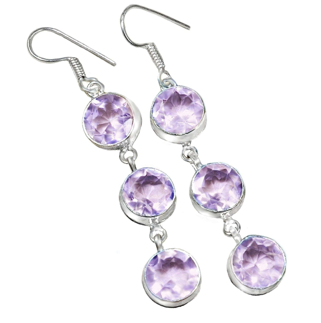 Pastel Pink Topaz Gemstone .925 Silver Earrings