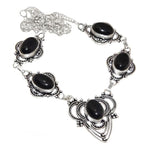 Handmade Antique Style Black Onyx Gemstone .925 Sterling Silver Necklace