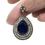 Two Tone Turkish Sapphire Quartz, White Topaz In Solid.925 Sterling Silver Pendant - BELLADONNA