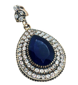 Two Tone Turkish Sapphire Quartz, White Topaz In Solid.925 Sterling Silver Pendant - BELLADONNA