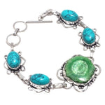 Santè Rosa Spider web Matrix Turquoise and Solar Quartz Gemstone 925 Silver Bracelet