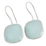 Handmade Aqua Blue Green Chalcedony .925 Silver Earrings