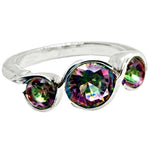 Modern set Rainbow Mystic Topaz Gemstone Ring In Solid .925 Sterling Silver Size US 8 / Q