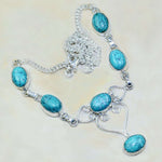 Spider web Matrix Turquoise Gemstone .925 Silver Fashion Necklace