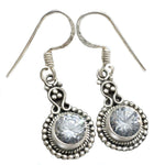 Indonesian Bali Java Faceted White Topaz Solid  .925 Sterling Silver Earrings - BELLADONNA