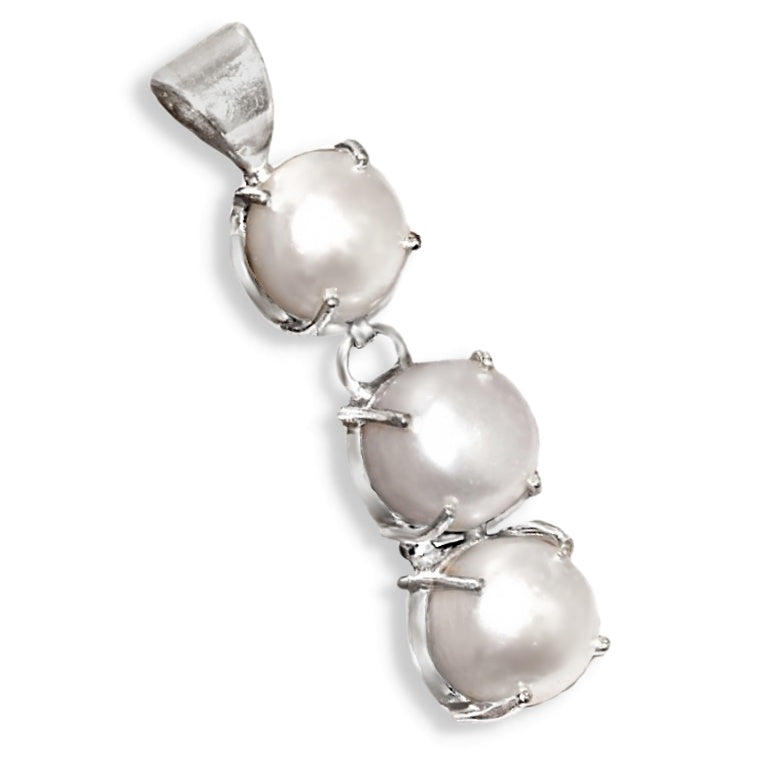 Creamy White River Pearl. 925 Sterling Silver Fashion Pendant