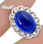 Handmade Heated Blue Sapphire Quartz Natural White Topaz In Solid.925 Sterling Silver Pendant