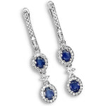 Genuine Blue Sapphire, White Cubic Zirconia Solid .925 Sterling Silver Stud Earrings