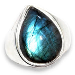 Natural Blue Fire Labradorite Gemstone.925 Silver Ring Size US 8 or Q