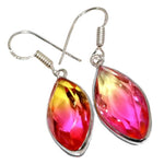 Handmade Bi-Colour Tourmaline Marquise Gemstone .925 Sterling Silver Plated Earrings