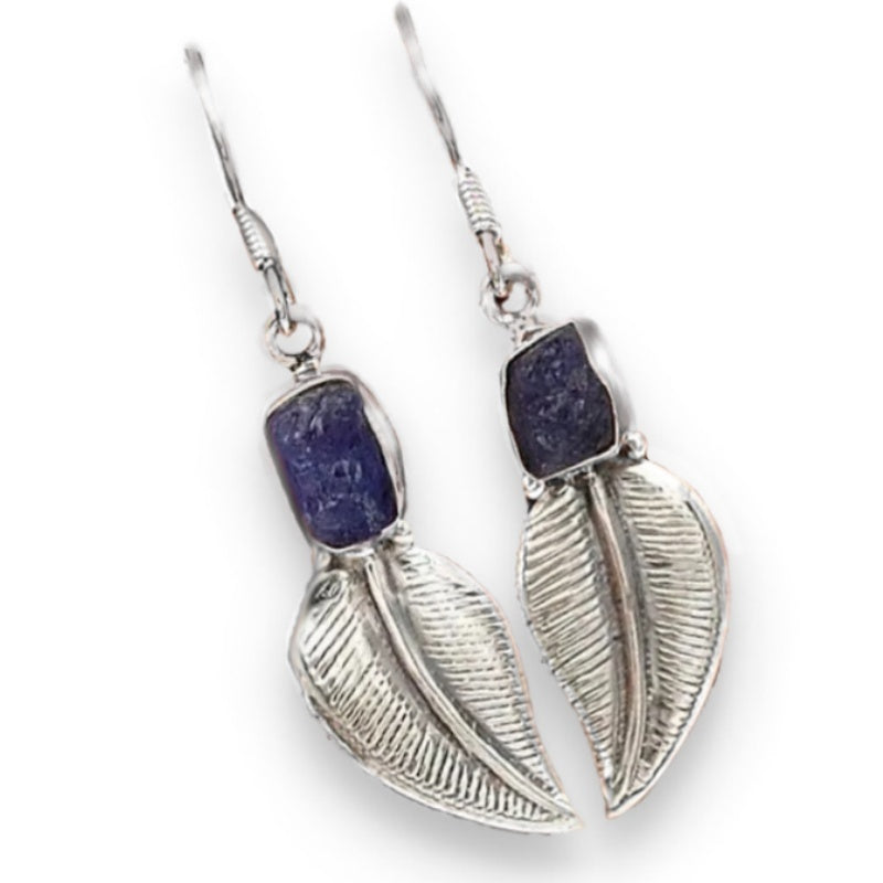 Natural Blue Kyanite Gemstone Solid .925 Sterling Silver Earrings