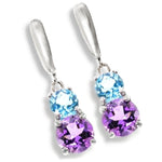 25.05 cts Authentic Purple Amethyst, Blue Topaz In Solid .925 Sterling Silver - February Birthstone