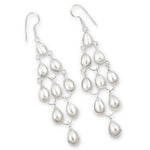 20.80 Cts Natural White Pearl Chandelier Style set in Solid .925 Sterling Silver Earrings